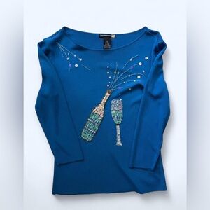 Blue Embellished Top with Champagne Design